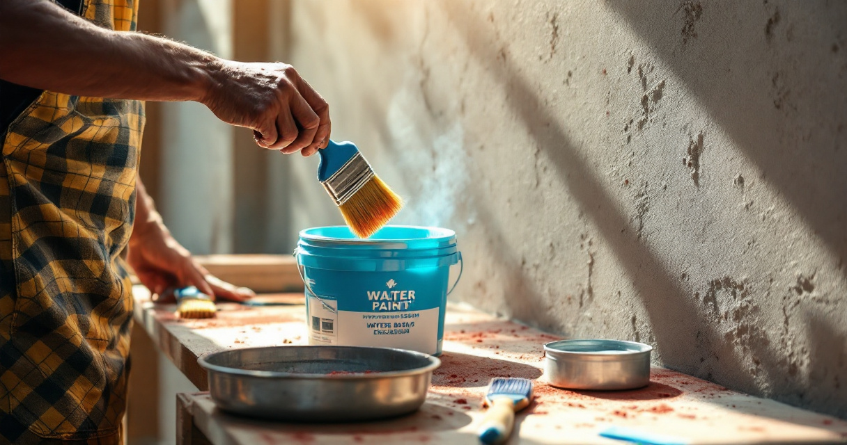 Contractor comparing synthetic and natural bristle brushes on a Kenyan construction site
